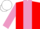 Silk - red, mauve stripe, mauve sleeves, white cap