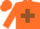 Silk - Orange, brown cross on beige oval