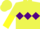 Silk - Lemon yellow, purple diamond hoop, purple and lemon yellow halved sleeves