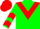 Silk - Green, red triangular panel, red chevrons on sleeves, red cap