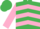 Silk - EMERALD GREEN and PINK CHEVRONS, pink sleeves, emerald green cap