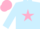 Silk - Light blue, pink star, PINK cap