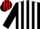 Silk - BLACK and WHITE STRIPES, black sleeves, red armlet, black and white striped cap