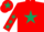 Silk - red,  dark green star, dark green stars on sleeves, dark green star on cap