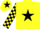 Silk - Yellow, black star, checked sleeves, yellow cap, black star
