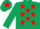 Silk - Dark green, red stars, dark green sleeves, dark green cap, red star
