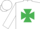 Silk - White, emerald green maltese cross