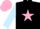 Silk - Black, pink star, light blue sleeves, pink cap