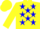 Silk - Yellow, blue stars, yellow sleeves, yellow, blue star cap