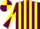 Silk - Maroon and yellow stripes, diabolo on sleeves, quartered cap