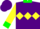 Silk - Purple, yellow diamond hoop, green collar and cuffs, yellow sleeves