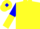 Silk - Yellow, blue diamond blocks, yellow diamond on blue and yellow halved sleeves