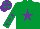 Silk - Emerald green, purple star, purple stars on sleeves, purple cap, emerald green stars