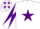 Silk - White, purple star, diabolo on sleeves and stars on cap