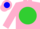 Silk - Pink, blue 'f/a' on lime green ball