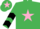 Silk - Emerald green, pink star, white and black chevrons on sleeves, emerald green cap, pink star