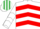 Silk - WHITE and RED CHEVRONS,white slvs,r/blue chevrons,em.green and white striped cap