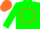 Silk - Forest green, orange 'mc' in circle, orange cap