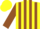Silk - Yellow, brown tri-panel, brown stripes on sleeves, yellow cap