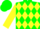 Silk - Green, yellow diamonds on back and sleeves, green cap