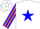 Silk - White, neon orange framed blue star, blue and neon orange striped sleeves