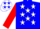 Silk - Blue, white stars on red top, blue 'j turner' on red sleeves