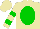 Silk - Beige, Green Oval, Green Bars On Sleeves, Beige Cap