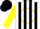 Silk - White, gold circle, black stripes on yellow sleeves, black cap