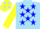 Silk - Sky blue, yellow lightning bolt, blue stars on yellow sleeves