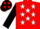 Silk - Red, black 'rg' on white texas emblem, white stars on red bar on black sleeves