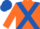 Silk - Orange, royal blue cross belts, orange sleeves, royal blue cap