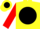 Silk - Yellow, black ball, yellow blocks on red sleeves