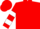 Silk - Red, white circled 'e', white bars on sleeves