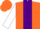 Silk - Orange, purple triangular v panel, purple hoops on white sleeves, orange cap