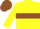 Silk - Yellow and brown diagonal quartrers, brown hoop on yellow sleeves, brown cap