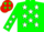 Silk - Green, red framed white moon and stars