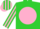 Silk - Lime green, pink ball, lime green 'k' black sleeves, pink stripes