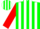 Silk - Green, white stripes, red sleeves