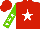 Silk - red, white star, light green sleeves, white stars