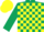 Silk - Dark green and yellow check, dark green sleeves, yellow cap