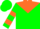 Silk - Fluorescent green, orange yoke, two orange hoops on sleeves, green cap