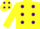 Silk - Yellow, purple spots, yellow arms, purple diablo, yellow cap, purple spots