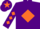Silk - Purple, orange diamond, diamonds on sleeves, purple cap, orange star