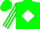 Silk - Green, green symbol on gold framed white diamond, white diamond stripe on sleeves, green cap