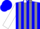 Silk - Blue and gray stripes, white collar, white sleeves, blue cap, gray visor
