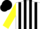Silk - White, gold circled black horse emblem and 'odd', black stripes on yellow sleeves, black cap