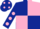 Silk - Dark blue and pink (quartered), dark blue sleeves, pink spots, dark blue cap, pink spots
