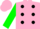 Silk - Pink, black spots, green sleeves, pink cap
