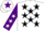 Silk - WHITE, black stars, purple sleeves, white stars, white cap, purple star