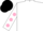 Silk - White, pink shield, pink spots on sleeves, black cap